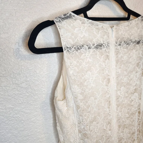 Nina Ricci Cream/Off Ivory White Knee Length Lace Dress Size FR 38 - Picture 12 of 16